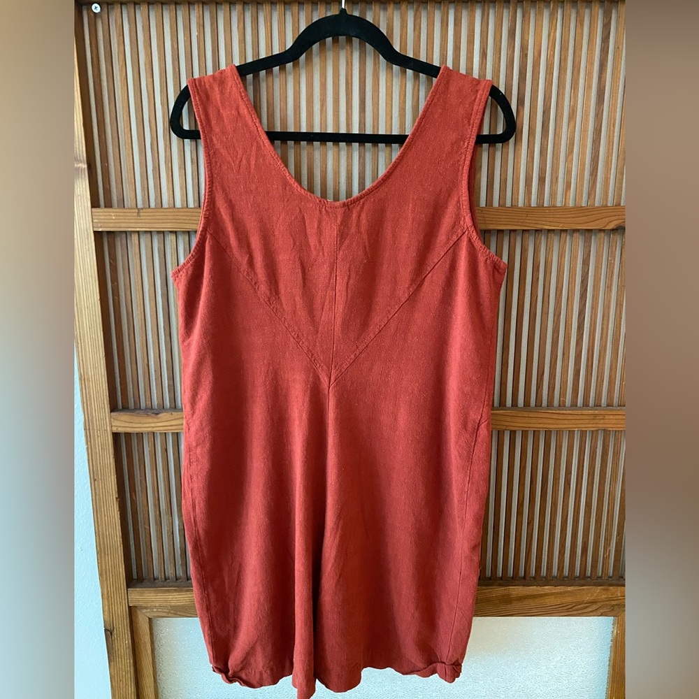 Eve Gravel Linen Shorts Romper in Clay - Picture 5 of 14
